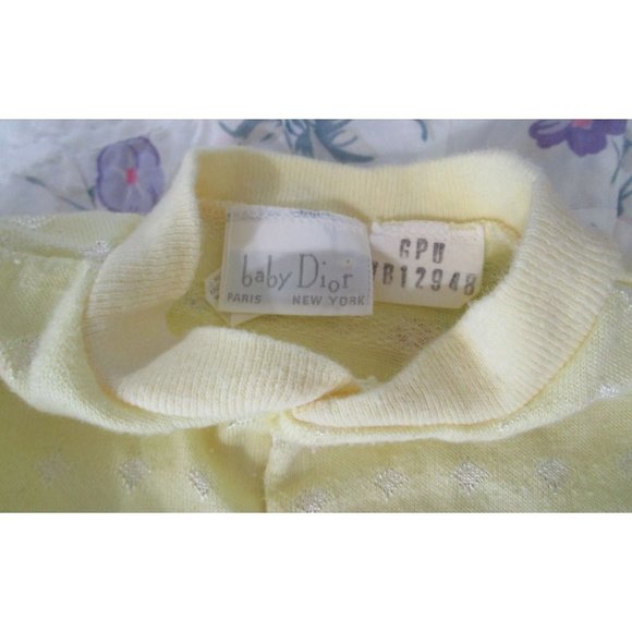 Vintage Baby Dior Layette Yellow White Drawstring Bottom Up to 13lbs USA Made - Picture 16 of 16